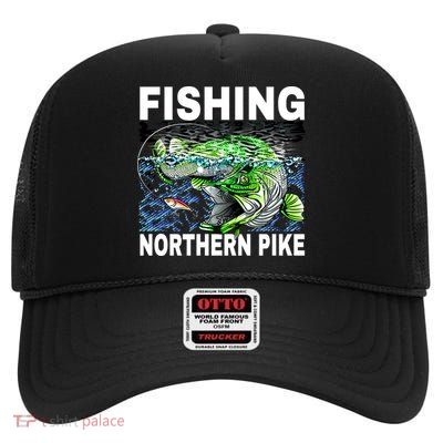 Fishing Northern Pike High Crown Mesh Back Trucker Hat