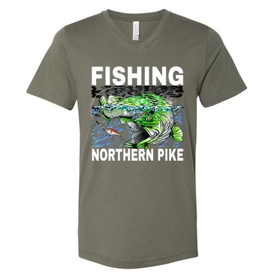 Fishing Northern Pike V-Neck T-Shirt