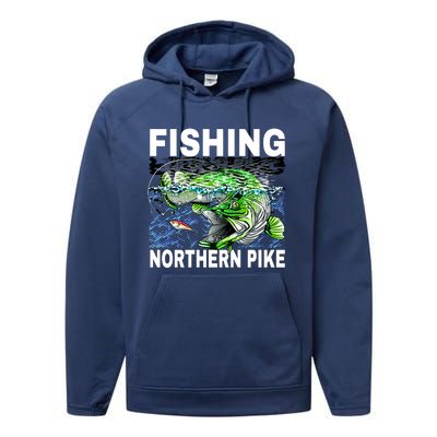 Fishing Northern Pike Performance Fleece Hoodie