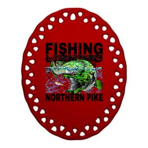 Fishing Northern Pike Ceramic Oval Ornament