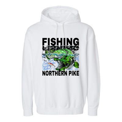 Fishing Northern Pike Garment-Dyed Fleece Hoodie