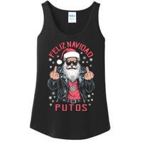 Feliz Navidad Putos Funny Rude Spanish Santa Middle Finger Ladies Essential Tank