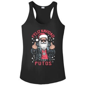 Feliz Navidad Putos Funny Rude Spanish Santa Middle Finger Ladies PosiCharge Competitor Racerback Tank