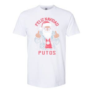 Feliz Navidad Putos Funny Rude Spanish Santa Middle Finger Softstyle CVC T-Shirt