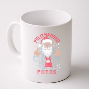 Feliz Navidad Putos Funny Rude Spanish Santa Middle Finger Coffee Mug