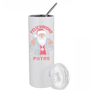 Feliz Navidad Putos Funny Rude Spanish Santa Middle Finger Stainless Steel Tumbler