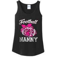 Football Nanny Pink Ribbon Leopard Breast Cancer Awareness Gifts Ladies Essential Tank