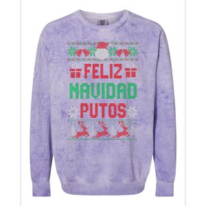 Feliz Navidad Putos Ugly Mexican Christmas Sweater Funny Colorblast Crewneck Sweatshirt