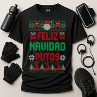 Feliz Navidad Putos Ugly Mexican Christmas Sweater Funny Cooling Performance Crew T-Shirt