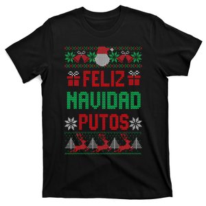 Feliz Navidad Putos Ugly Mexican Christmas Sweater Funny T-Shirt