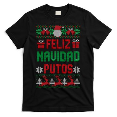 Feliz Navidad Putos Ugly Mexican Christmas Sweater Funny T-Shirt