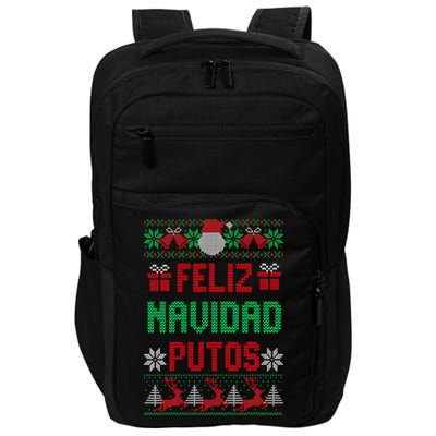 Feliz Navidad Putos Ugly Mexican Christmas Sweater Funny Impact Tech Backpack