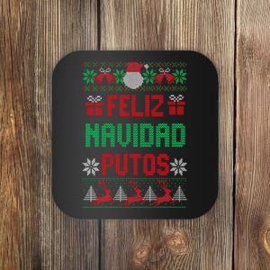 Feliz Navidad Putos Ugly Mexican Christmas Sweater Funny Coaster