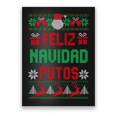 Feliz Navidad Putos Ugly Mexican Christmas Sweater Funny Poster