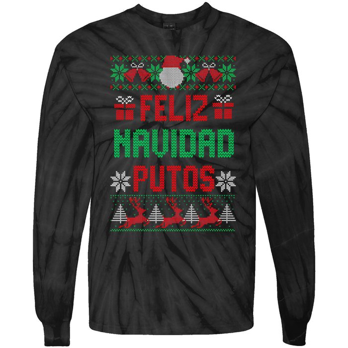 Feliz Navidad Putos Ugly Mexican Christmas Sweater Funny Tie-Dye Long Sleeve Shirt