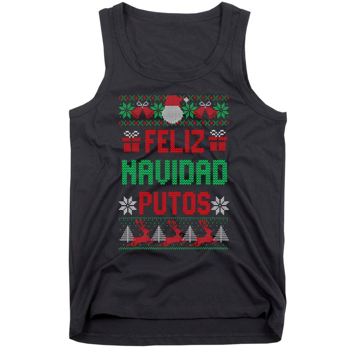 Feliz Navidad Putos Ugly Mexican Christmas Sweater Funny Tank Top