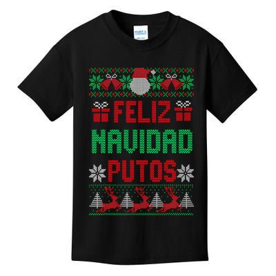 Feliz Navidad Putos Ugly Mexican Christmas Sweater Funny Kids T-Shirt