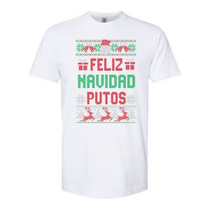 Feliz Navidad Putos Ugly Mexican Christmas Sweater Funny Softstyle CVC T-Shirt