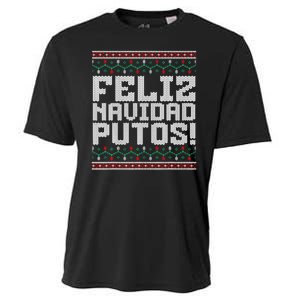 Feliz Navidad Putos Mexican Ugly Christmas Sweater Funny Cooling Performance Crew T-Shirt