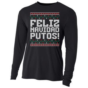 Feliz Navidad Putos Mexican Ugly Christmas Sweater Funny Cooling Performance Long Sleeve Crew