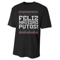 Feliz Navidad Putos Mexican Ugly Christmas Sweater Funny Performance Sprint T-Shirt