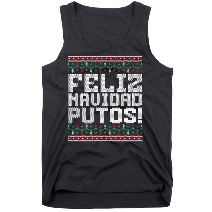 Feliz Navidad Putos Mexican Ugly Christmas Sweater Funny Tank Top