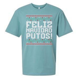 Feliz Navidad Putos Mexican Ugly Christmas Sweater Funny Sueded Cloud Jersey T-Shirt