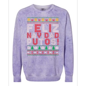 Feliz Navidad Putos Ugly Sweater Christmas Funny Colorblast Crewneck Sweatshirt