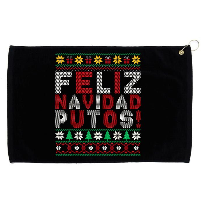 Feliz Navidad Putos Ugly Sweater Christmas Funny Grommeted Golf Towel