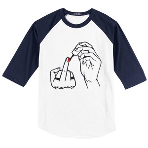 Feminism Nail Polish Baseball Sleeve Shirt