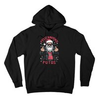 Feliz Navidad Putos Funny Rude Spanish Santa Middle Finger Hoodie