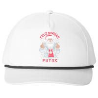 Feliz Navidad Putos Funny Rude Spanish Santa Middle Finger Snapback Five-Panel Rope Hat