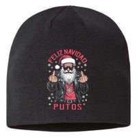 Feliz Navidad Putos Funny Rude Spanish Santa Middle Finger Sustainable Beanie