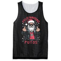 Feliz Navidad Putos Funny Rude Spanish Santa Middle Finger Mesh Reversible Basketball Jersey Tank