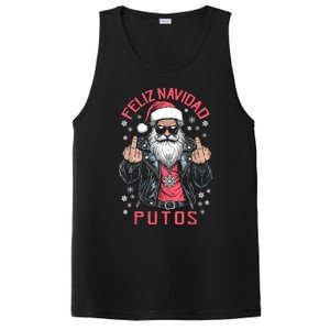 Feliz Navidad Putos Funny Rude Spanish Santa Middle Finger PosiCharge Competitor Tank