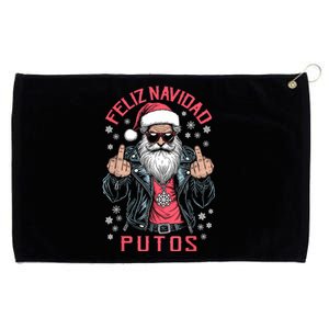 Feliz Navidad Putos Funny Rude Spanish Santa Middle Finger Grommeted Golf Towel