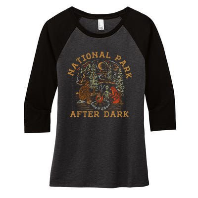 Funny National Park After Dark Women's Tri-Blend 3/4-Sleeve Raglan Shirt