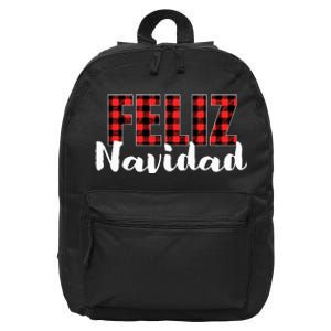 Feliz Navidad Plaid Christmas Spanish Family 16 in Basic Backpack