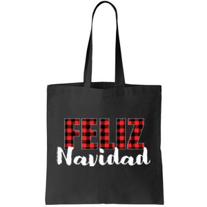 Feliz Navidad Plaid Christmas Spanish Family Tote Bag