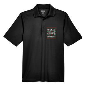 Feliz Navidad Putos Funny Mexican Christmas Sweater Design Men's Origin Performance Pique Polo