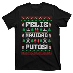 Feliz Navidad Putos Funny Mexican Christmas Sweater Design T-Shirt