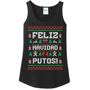 Feliz Navidad Putos Funny Mexican Christmas Sweater Design Ladies Essential Tank