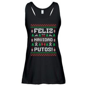 Feliz Navidad Putos Funny Mexican Christmas Sweater Design Ladies Essential Flowy Tank