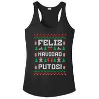 Feliz Navidad Putos Funny Mexican Christmas Sweater Design Ladies PosiCharge Competitor Racerback Tank