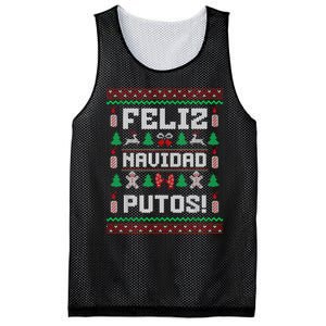 Feliz Navidad Putos Funny Mexican Christmas Sweater Design Mesh Reversible Basketball Jersey Tank