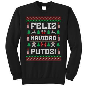 Feliz Navidad Putos Funny Mexican Christmas Sweater Design Tall Sweatshirt