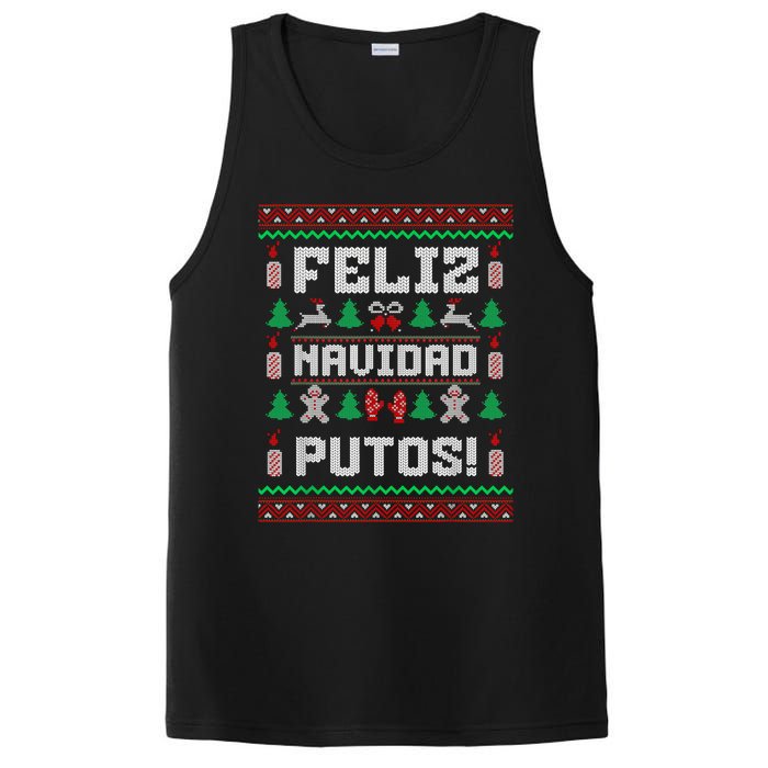 Feliz Navidad Putos Funny Mexican Christmas Sweater Design PosiCharge Competitor Tank