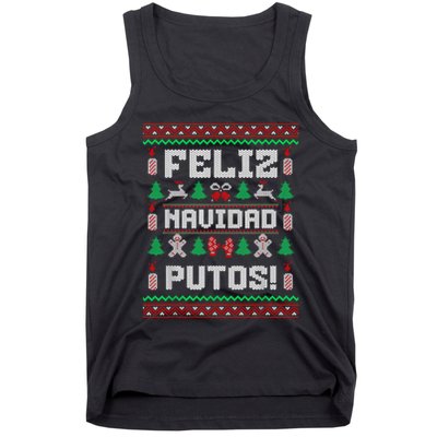 Feliz Navidad Putos Funny Mexican Christmas Sweater Design Tank Top