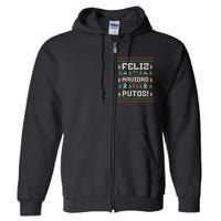 Feliz Navidad Putos Funny Mexican Christmas Sweater Design Full Zip Hoodie