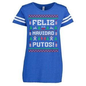 Feliz Navidad Putos Funny Mexican Christmas Sweater Design Enza Ladies Jersey Football T-Shirt